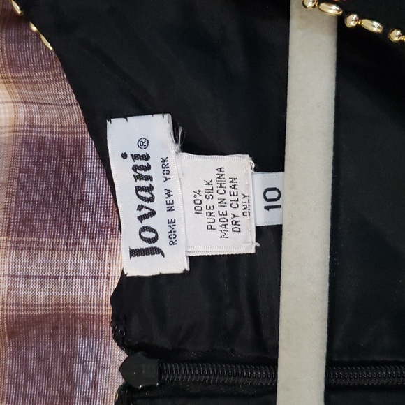 Vtg Jovani black silk gown with gold sequin detail - Picture 3 of 13